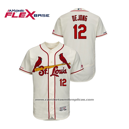 Camiseta Beisbol Hombre St. Louis Cardinals Paul Dejong 150th Aniversario Patch Autentico Flex Base Crema